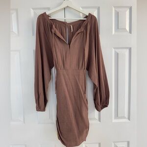 Free People: Like New - Brown Tie Back Dress Size Medium